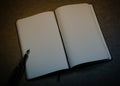 Old notepad, ink pen and inkwell Royalty Free Stock Photo