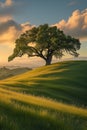 Old oak tree on a meadow Royalty Free Stock Photo