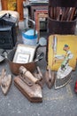 Old objects in an antiquary market Royalty Free Stock Photo