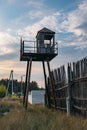 Old observation tower in abandoned Soviet Russian prison complex