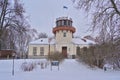 Old Observatory of the university of Tartu in the snow Royalty Free Stock Photo