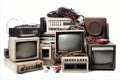 Old and obsolete computer electronic devices Royalty Free Stock Photo