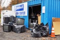 Old obsolete electronics waste at a junk recyclingfacility