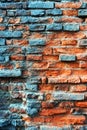 Old obsolete rusted red brick wall