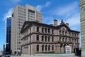 Old 1865 office building used by Art Gallery and modern office buildings, downtown Halifax