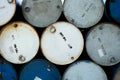 Old Oil barrels tank with colorful, stacked Royalty Free Stock Photo