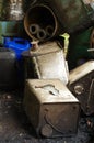 Old oil cans Royalty Free Stock Photo