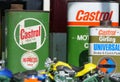 Old Oil jars cans at Farming Trade stalls at Shanes Castle Day Steam Rally 1 May 2022