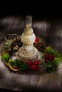 Old Oil Lamp And Christmas Garland Royalty Free Stock Photo