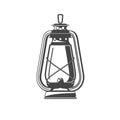 Old oil lamp kerosene camping lantern silhouette oil lamp icon Royalty Free Stock Photo