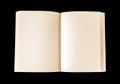 Old open blank book isolated on black Royalty Free Stock Photo
