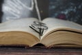 Book on a wooden table