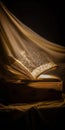Old open book radiating magic light and sparkle dust Royalty Free Stock Photo