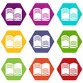 Old open magic book icons set 9 vector Royalty Free Stock Photo