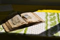 Old opened book - gospel in old Russian language Royalty Free Stock Photo