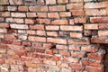 19 Old orange brick wall with breaks in a Buddhist temple