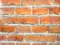 Old orange brick wall. Colorful old british red brick wall background. Close-up