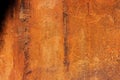 Old orange-brown metal surface covered with oxides, rust, scale