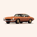 Vintage Jaguar Convertible: A Minimalistic Surreal Illustration