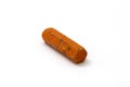 Old orange crayon on white background Royalty Free Stock Photo