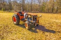 Old orange  farm tractor Royalty Free Stock Photo