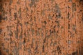 Old orange painted cracked wooden surface texture background Royalty Free Stock Photo