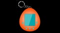 Old orange retro vintage antique hipster electronic toy tamagochi in the form of an egg, from the 80`s, 90`s for grooming a pet