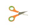 Old orange scissors isolated on white Royalty Free Stock Photo