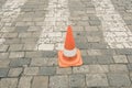 Old orange traffic cones at road Royalty Free Stock Photo