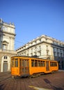 Old orange tram in Milan Royalty Free Stock Photo