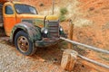 Old orange truck in an orange landscape