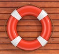 Old Orange and White Lifebuoy. 3d Rendering Royalty Free Stock Photo