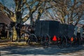 Old Order Amish buggies tied to post Royalty Free Stock Photo