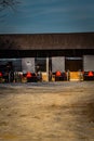 Old Order Amish Mennonite buggies parked in a shed Royalty Free Stock Photo