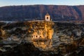 Old Orhei stone carved church at sunset. Aerial view, Moldova Re Royalty Free Stock Photo