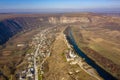 The Old Orhey valley with the moldavian traditional village and orthodox monastery Royalty Free Stock Photo