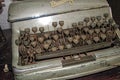 Old original retro vintage typewriter in a museum in closeup