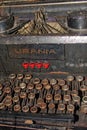 Old original retro vintage typewriter in a museum in closeup