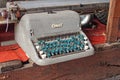 Old original retro vintage typewriter in a museum in closeup