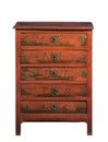 Old original vintage wooden Chinese painted lacquered red chest Royalty Free Stock Photo