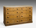 Old original vintage wooden pine painted bureau, chest of drawer Royalty Free Stock Photo