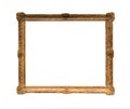Old ornamental carved wood picture frame isolated