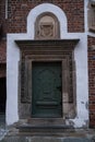 Old ornamental green entrance door