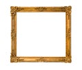 Old ornamental wooden picture frame isolated