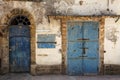 Old ornate blue door in the medina of Essaouira, Morocco