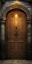 Realistic Hdr Gothic Door With Detailed Gold Ornamentation Royalty Free Stock Photo