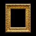Old ornate wooden frame isolated on black Royalty Free Stock Photo
