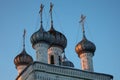 Old orthodox church cupolas at sunset, Vologda, Russia