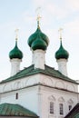 Old orthodox church with green cupolas Royalty Free Stock Photo