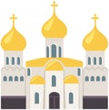 Old Orthodox Church isolated on white background. Cartoon vector classic cathedral illustration